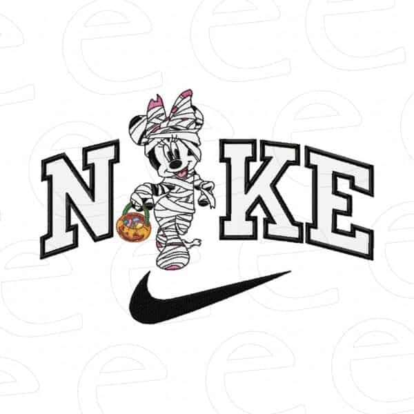 mummy minnie mouse with pumpkin basket in nike swoosh