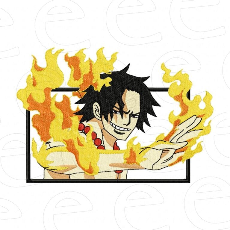 ace in fire in a rectangle