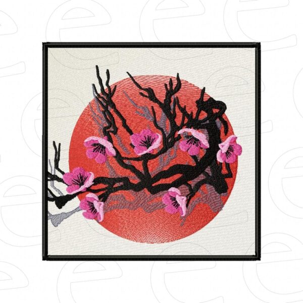 cherry blossom in red sun