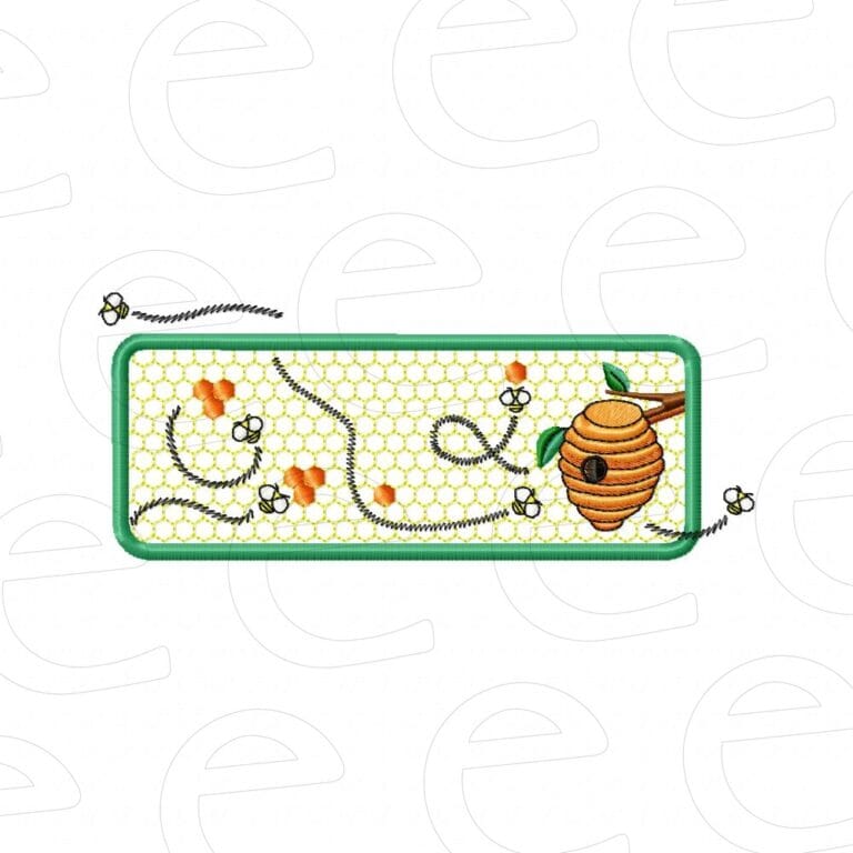 bees and beehive in honeycomb rectangle