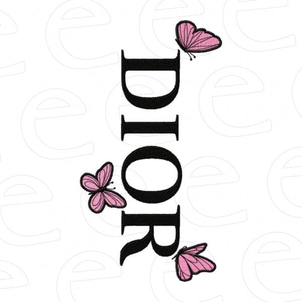 Dior with pink butterflies