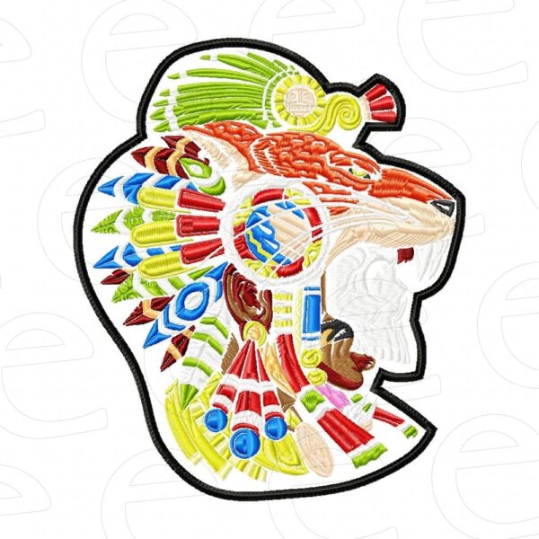 Aztec Jaguar Warrior in feathered headdress