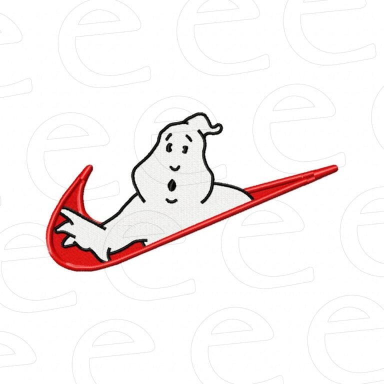 ghostbusters ghost in red swoosh