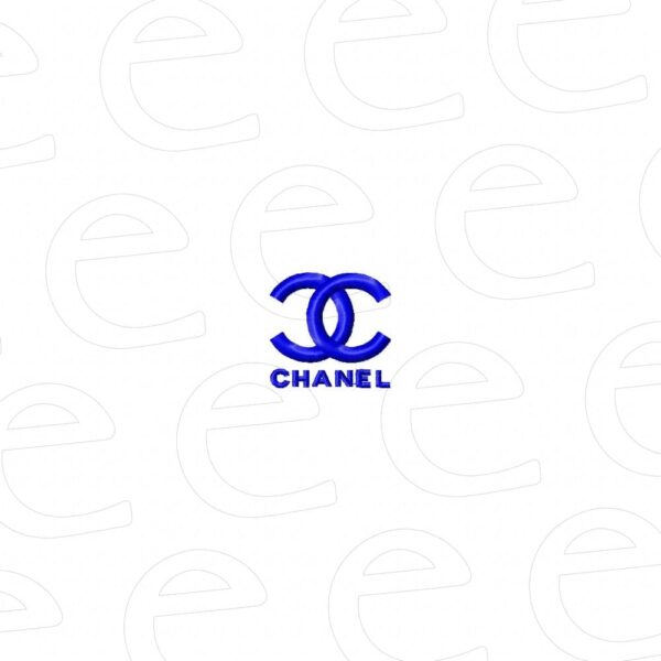 Chanel logo in blue with interlocking double C