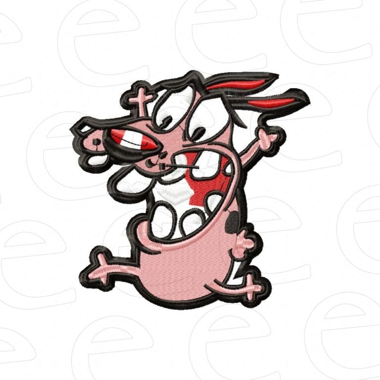 scared courage the cowardly dog with red cross bandage in mouth