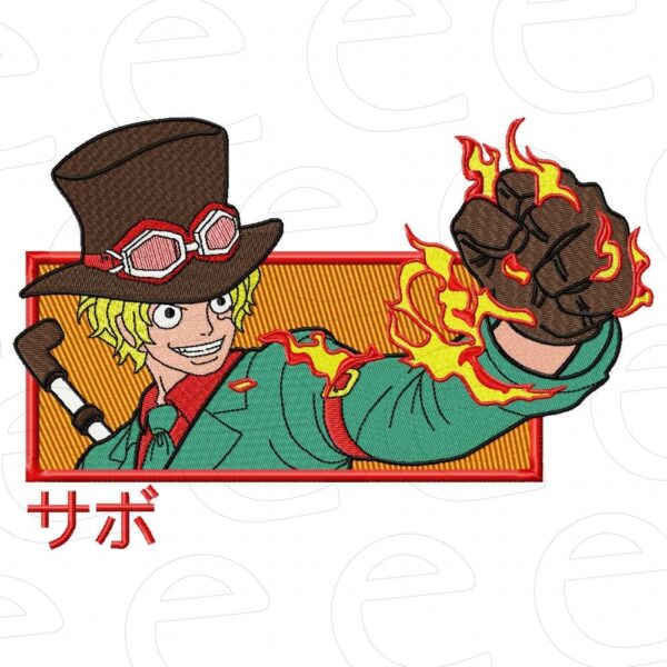 Sabo with fire in rectangle