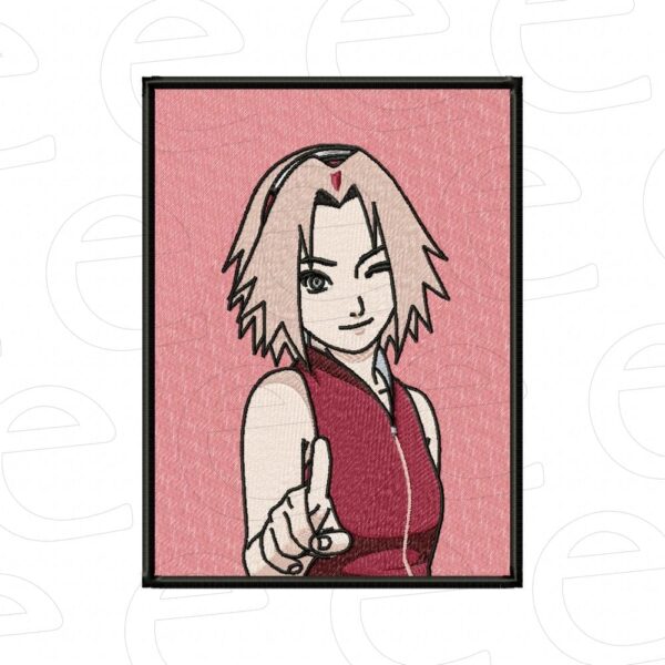 Sakura Haruno winking and pointing