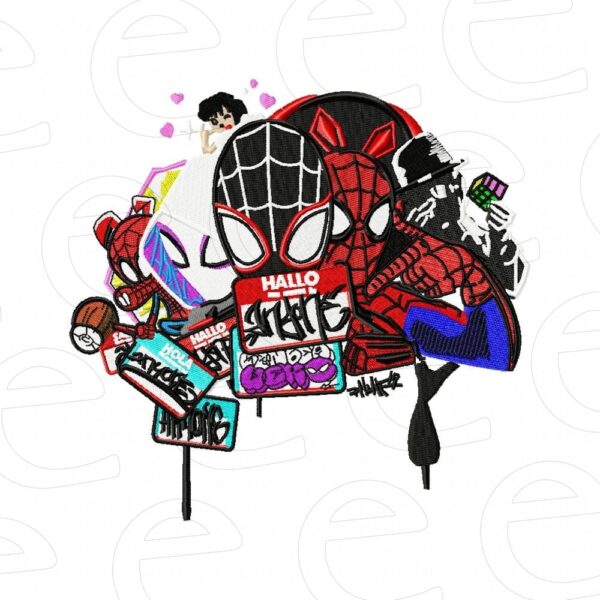 Miles Morales, Peter B. Parker, Gwen Stacy, Spider-Ham, Spider-Man Noir, Peni Parker