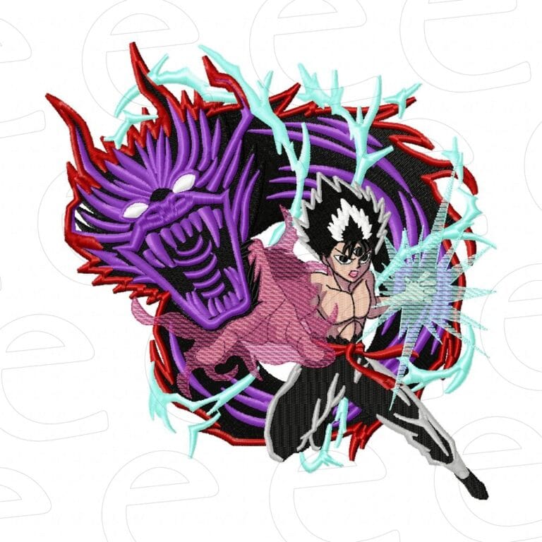 Hiei with purple dragon and blue lightning