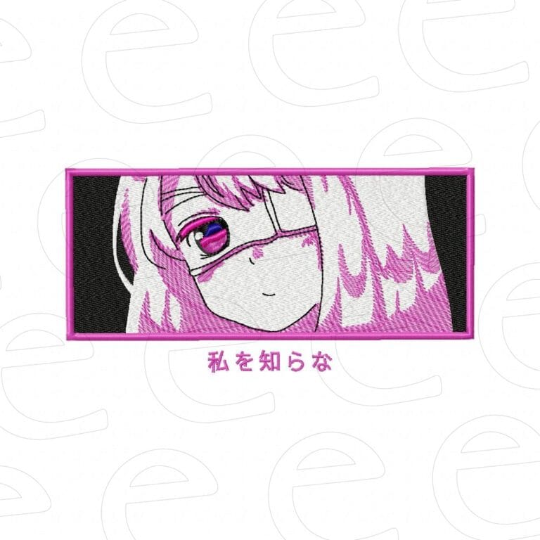 Satō Matsuzaka in pink aesthetic rectangle with eyepatch and mask