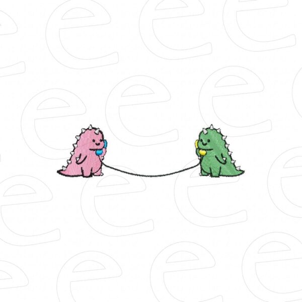 pink and green dinosaurs on telephone
