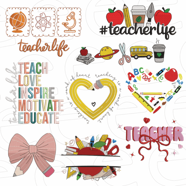 Teacher Embroidery Designs bundle