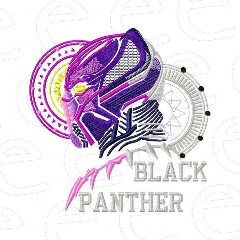 Black Panther with glowing tech circles and claw necklace